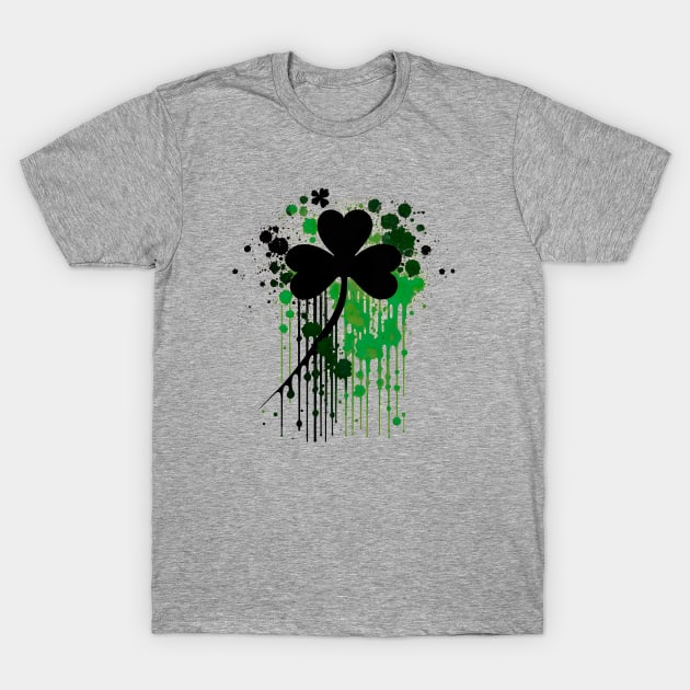 Saint Patrick's day shamrock leaf - splash and drip design T-Shirt by UmagineArts